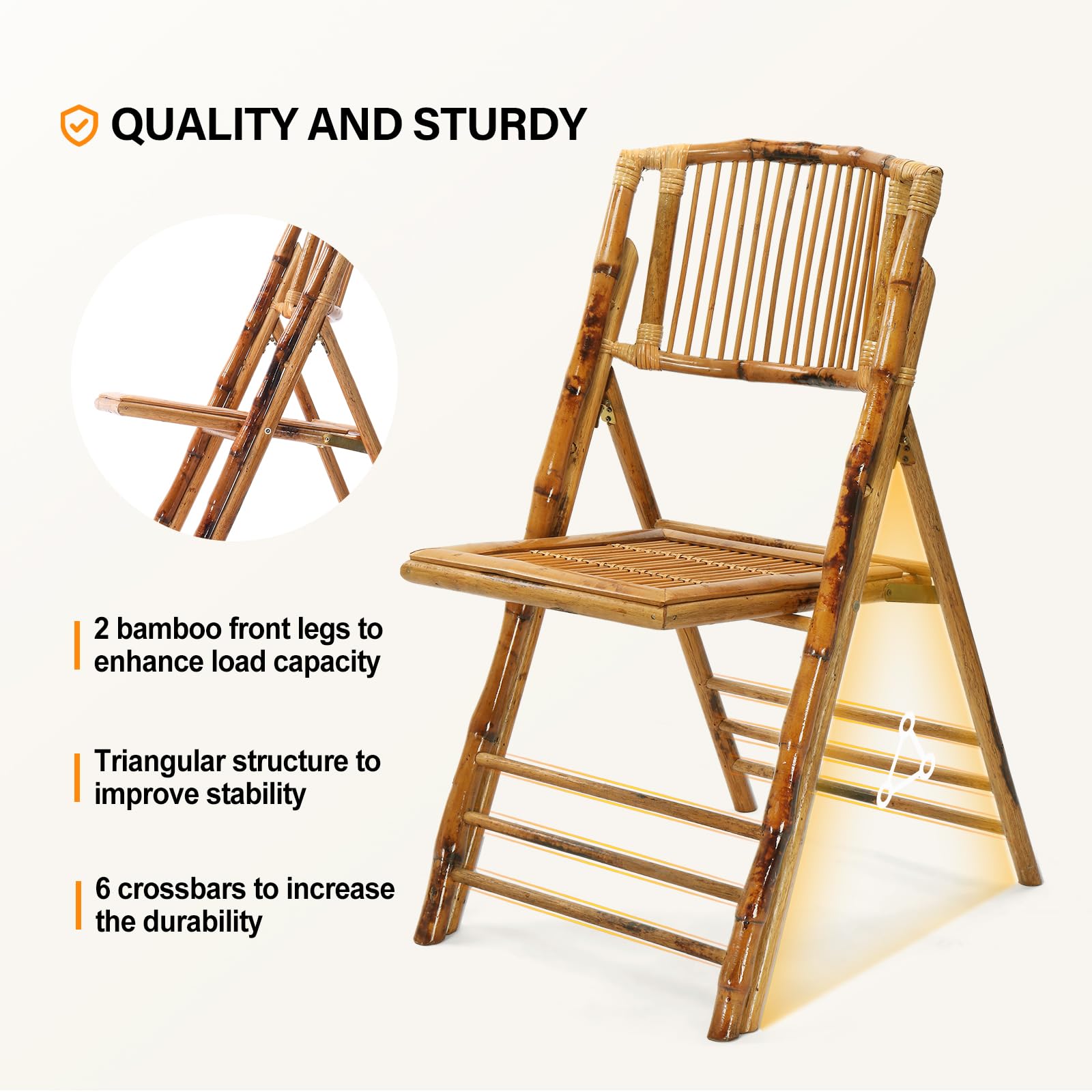 Bamboo Folding Chair for Outdoor & Indoor Brown