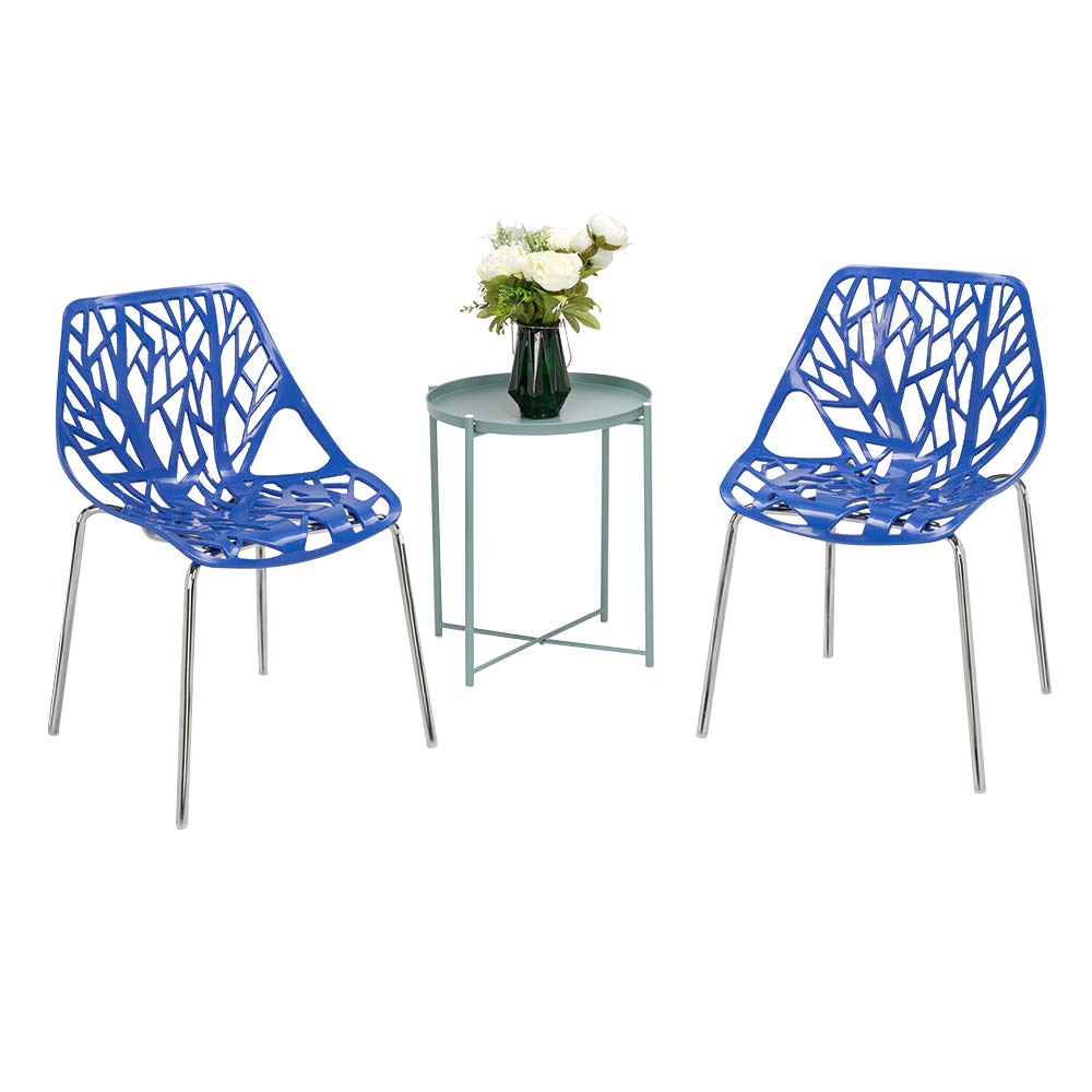 Plastic Saping Birch Stackable Chairs Set Blue