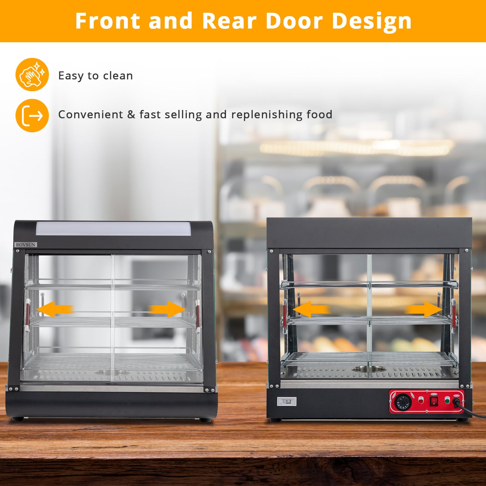 ROVSUN 3-Tier 26" 1200W 110V Hot Food Warmer Display Case Countertop