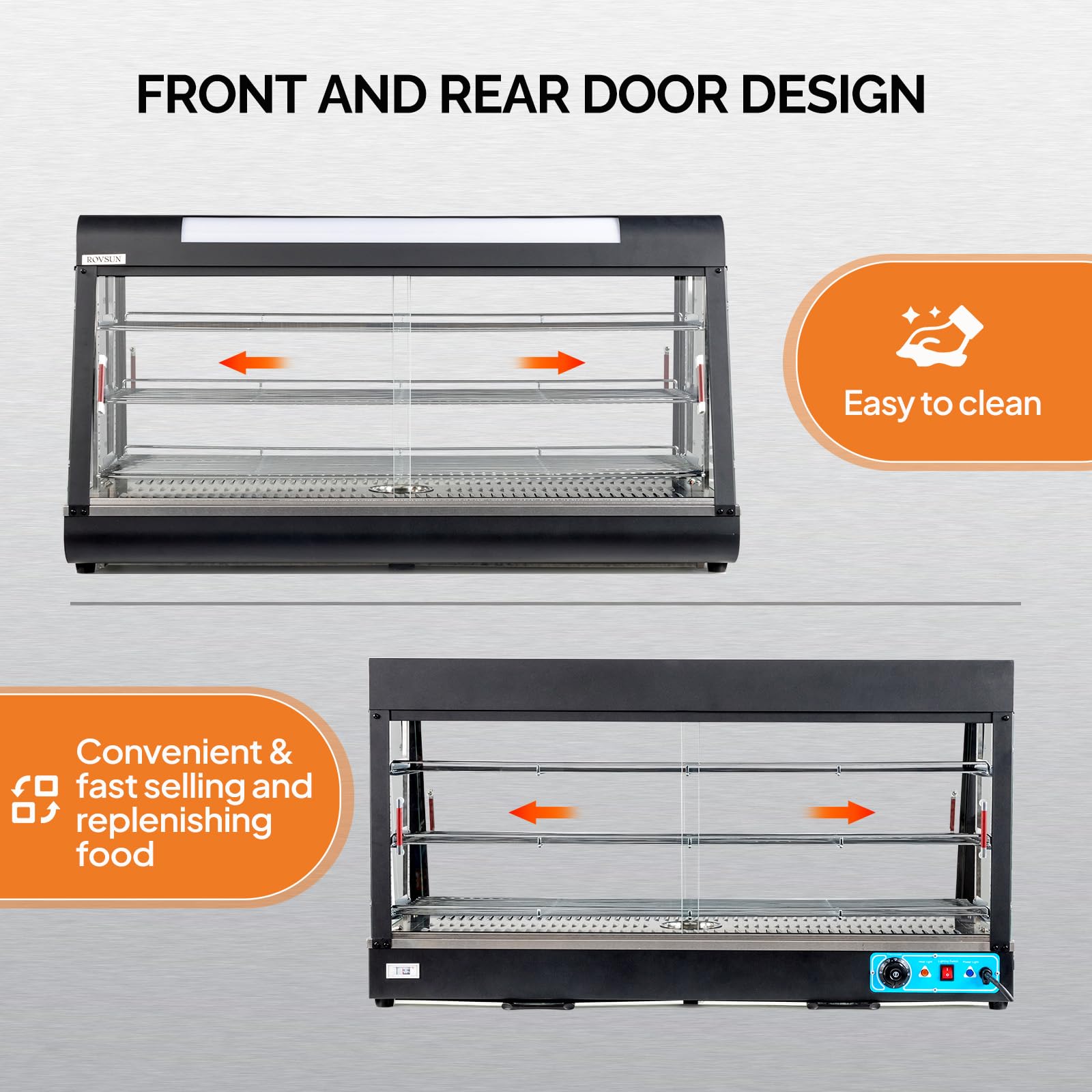 ROVSUN 3-Tier 48" 1800W 110V Hot Food Warmer Display Case Countertop