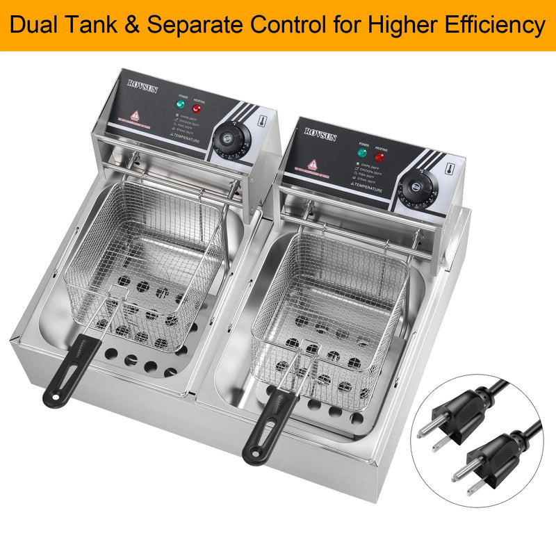 EGGKITPO Deep Fryer 12L Large Electric Fryer with Oil Drain and Timer Deep  Fryer with Basket and Lid Stainless Steel Countertop Fryer Commercial Fryer