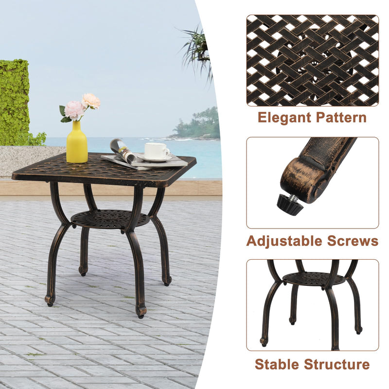 22 Inch Sqaure Cast Aluminum Outdoor Side Table Bronze