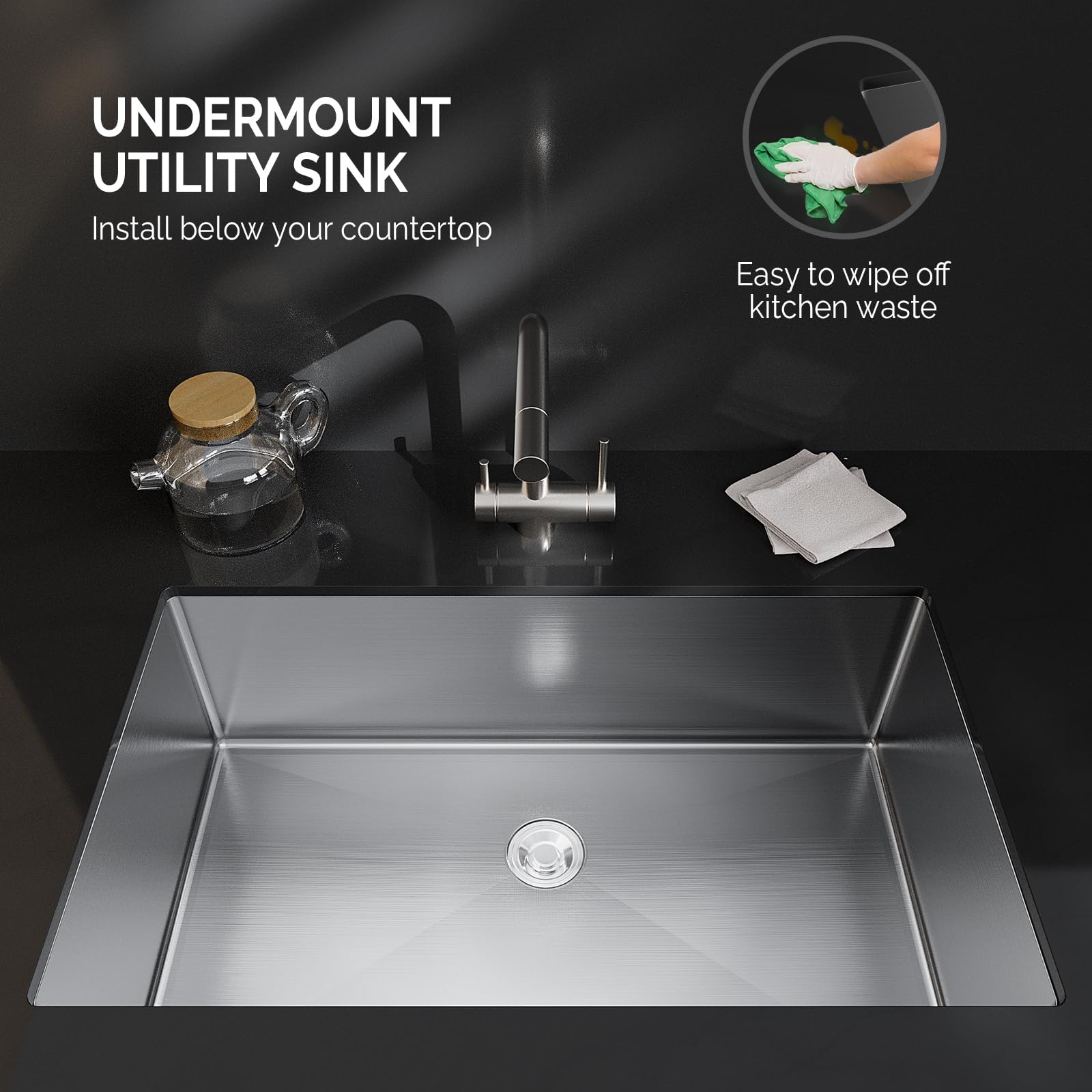 ROVSUN 32" X 19" Drop-in Stainless Steel Sink Kitchen with Protector