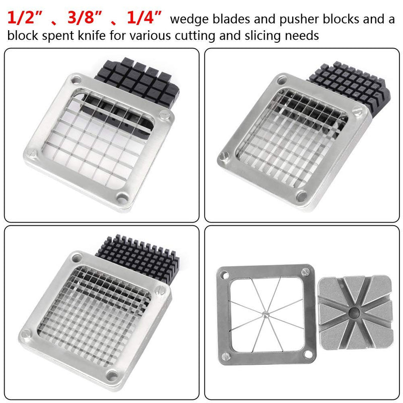 French Fry / Potato Cutter with 1/4, 3/8, 1/2, 6 wedge, and 8 wedge  blades