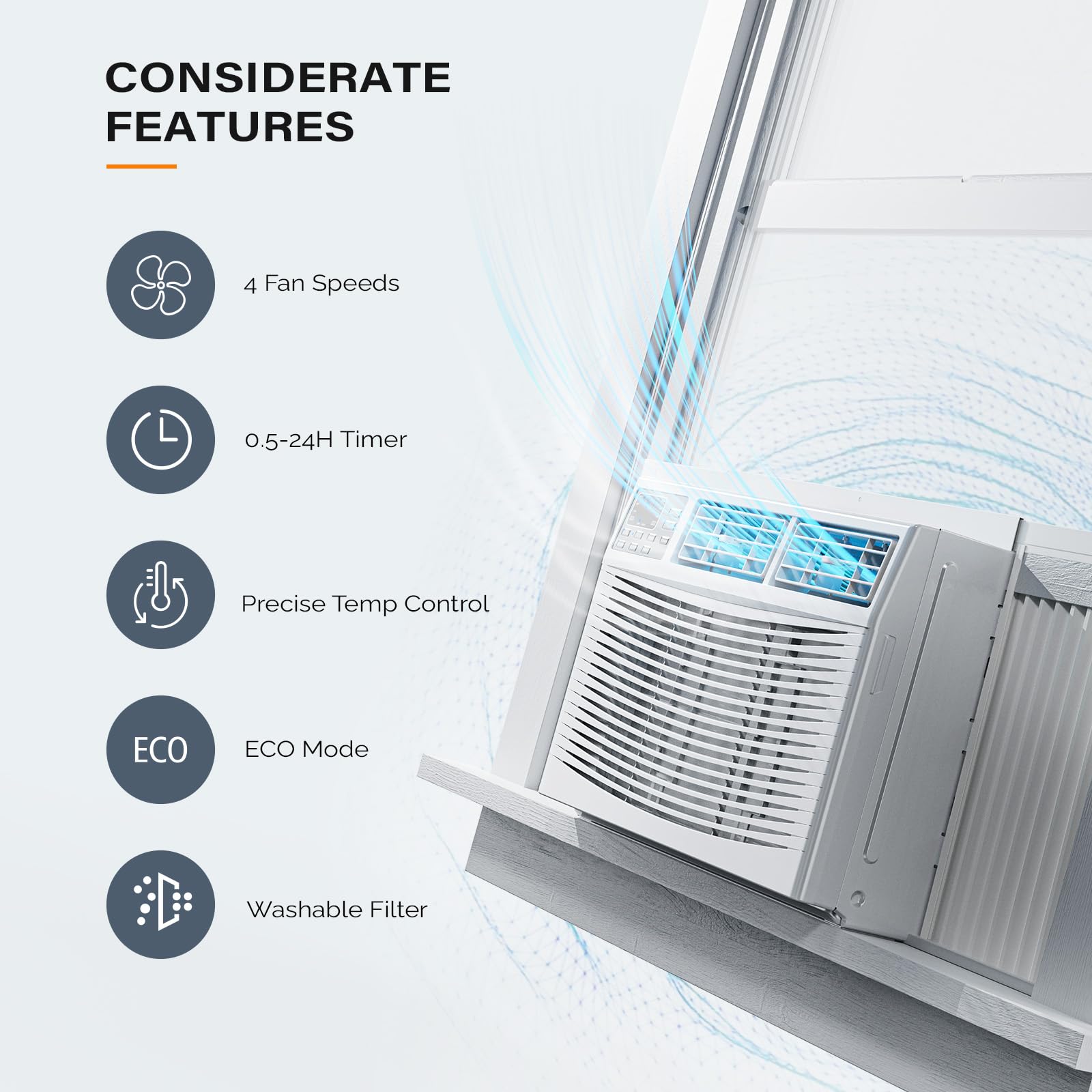 ROVSUN 18,000 BTU 230V Window Air Conditioner with Heat & Wifi/APP & Install Kit