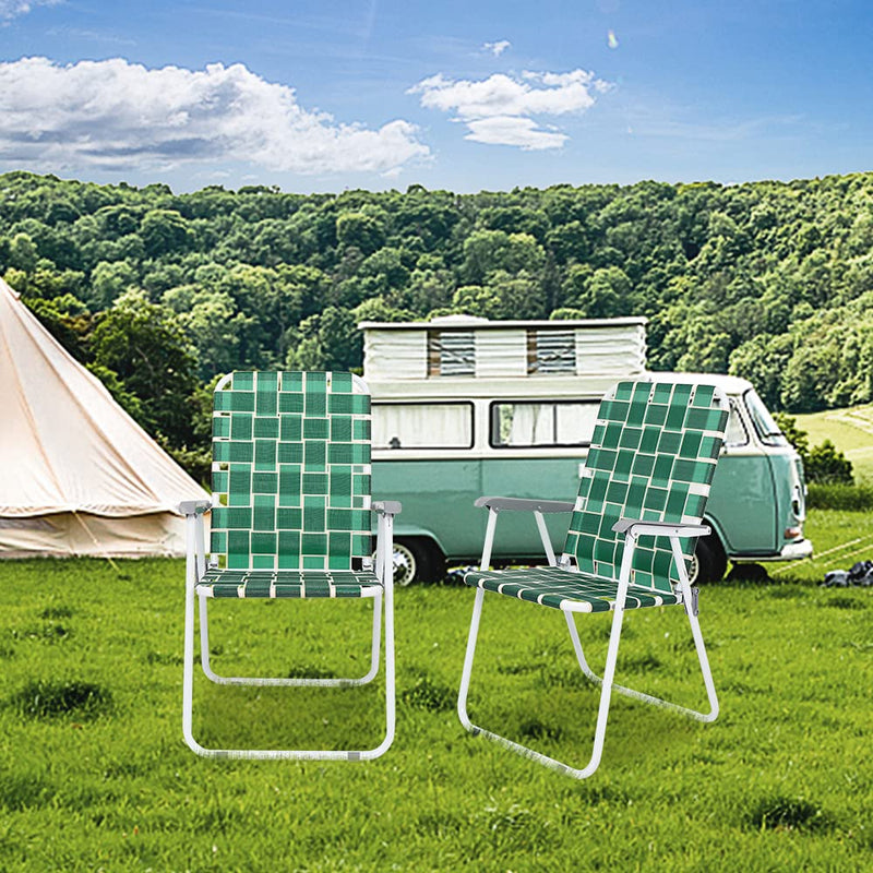 Portable Outdoor Folding Camping Beach Chair Set Dark Green