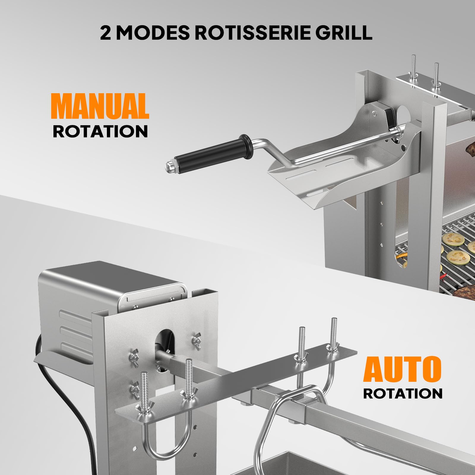 ROVSUN 46 Inch 25W 110V Electric Rotisserie Grill Kit with Wind Baffle