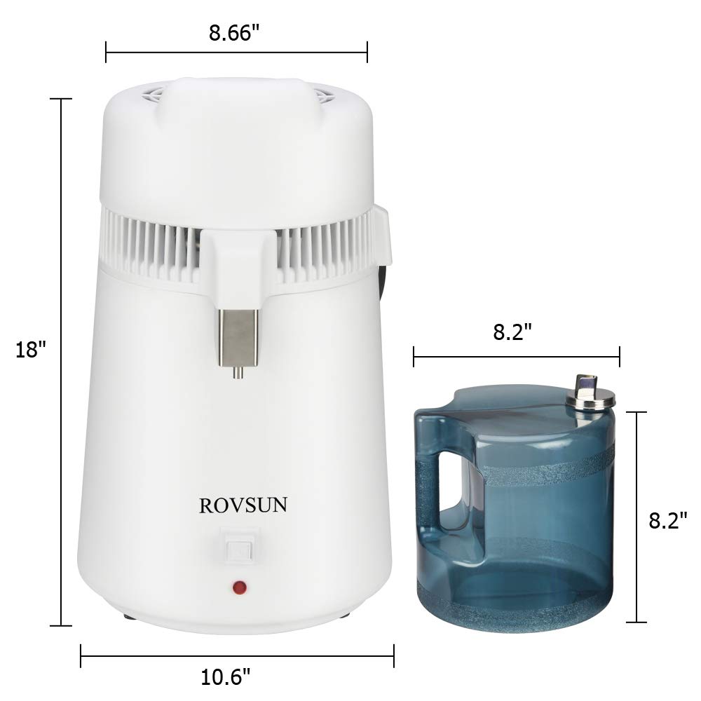 ROVSUN 1.6 Gallon 900W 110V Water Distiller Countertop White