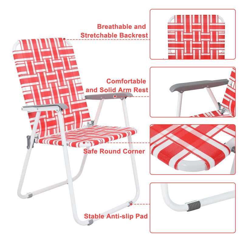 Portable Outdoor Folding Camping Beach Chair Set Red