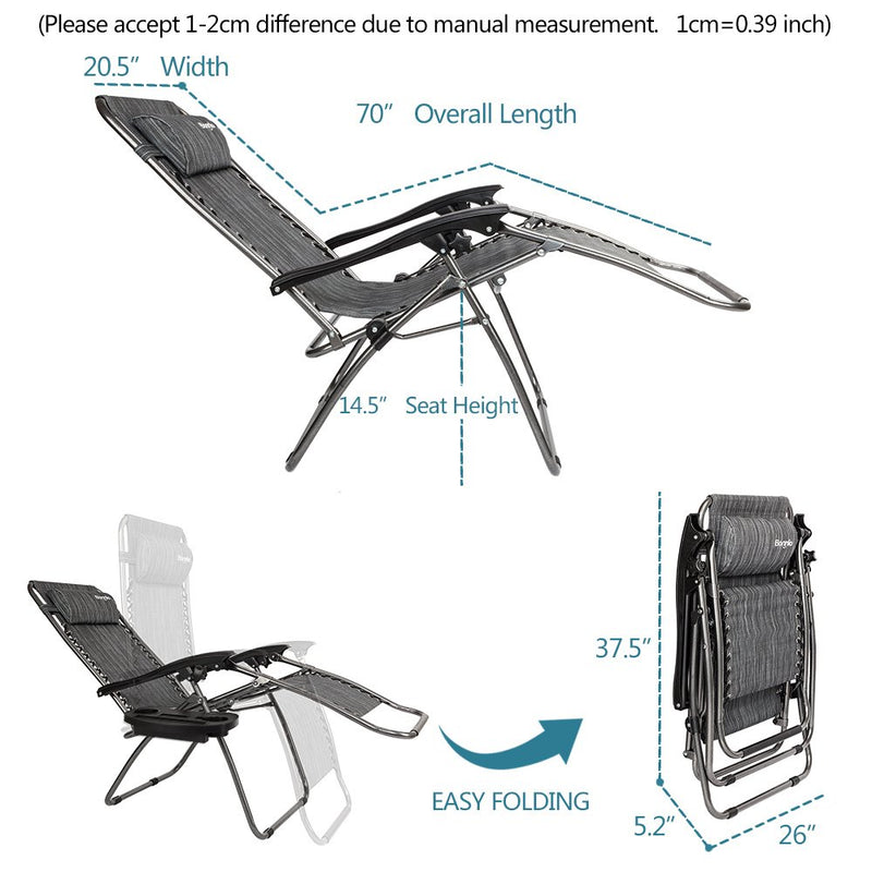 Outdoor Folding Zero Gravity Lounge Chair Grey