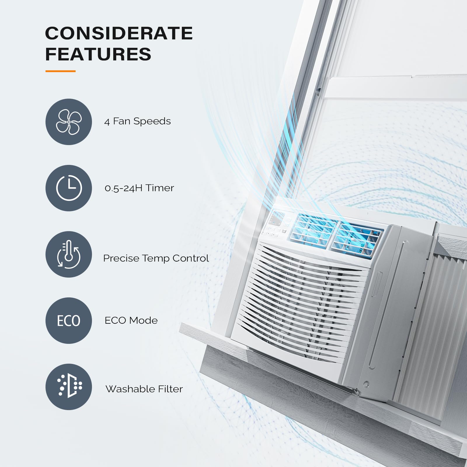 ROVSUN 23,200 BTU 230V Window Air Conditioner with Heat & Wifi Remote App Control & Install Kit