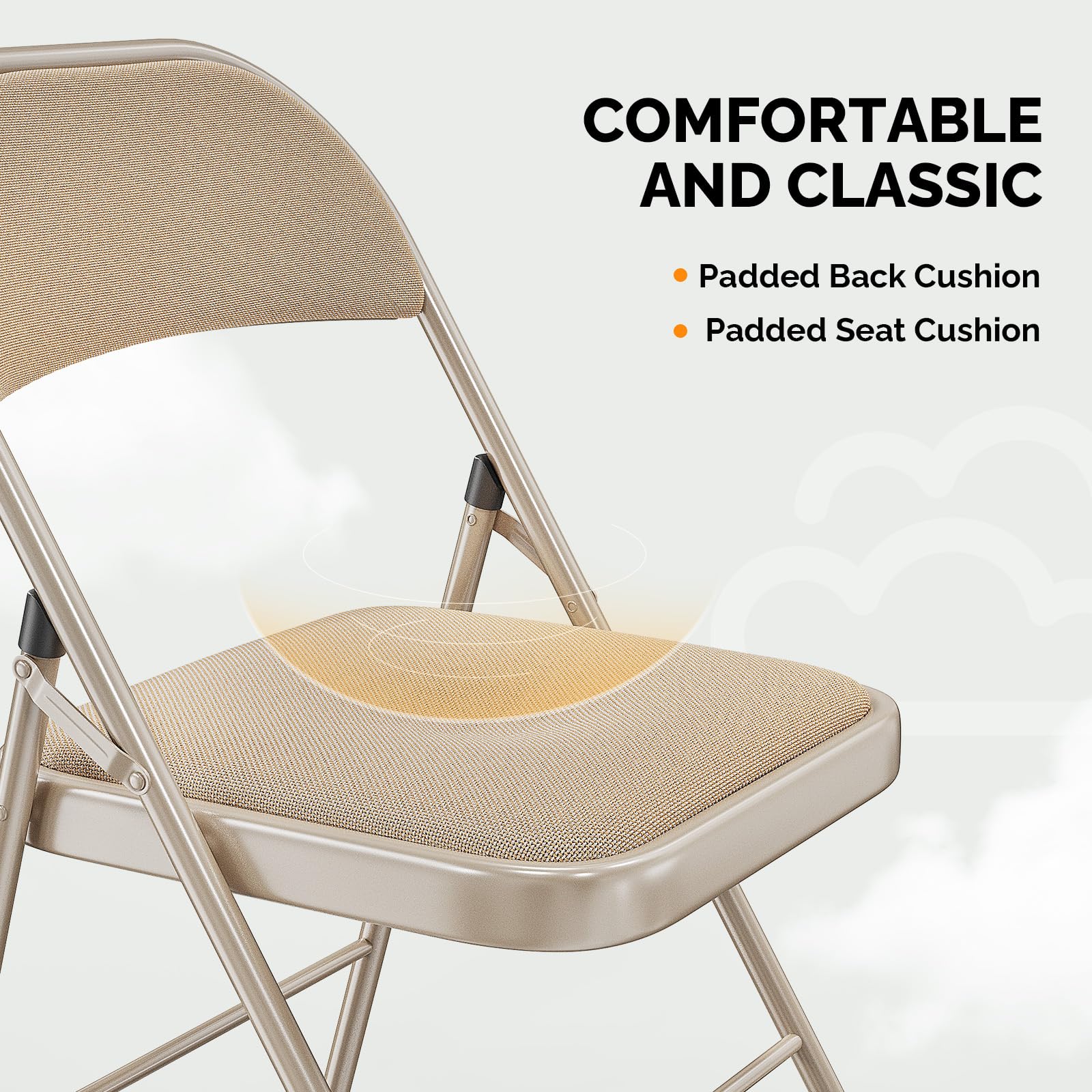 Folding Chairs with Fabric Seat Set & Back Khaki