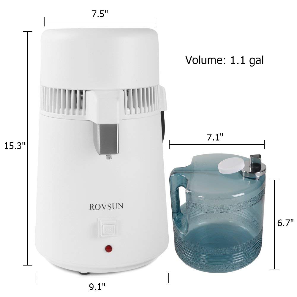 ROVSUN  4L Stainless Steel Water Distiller Countertop White