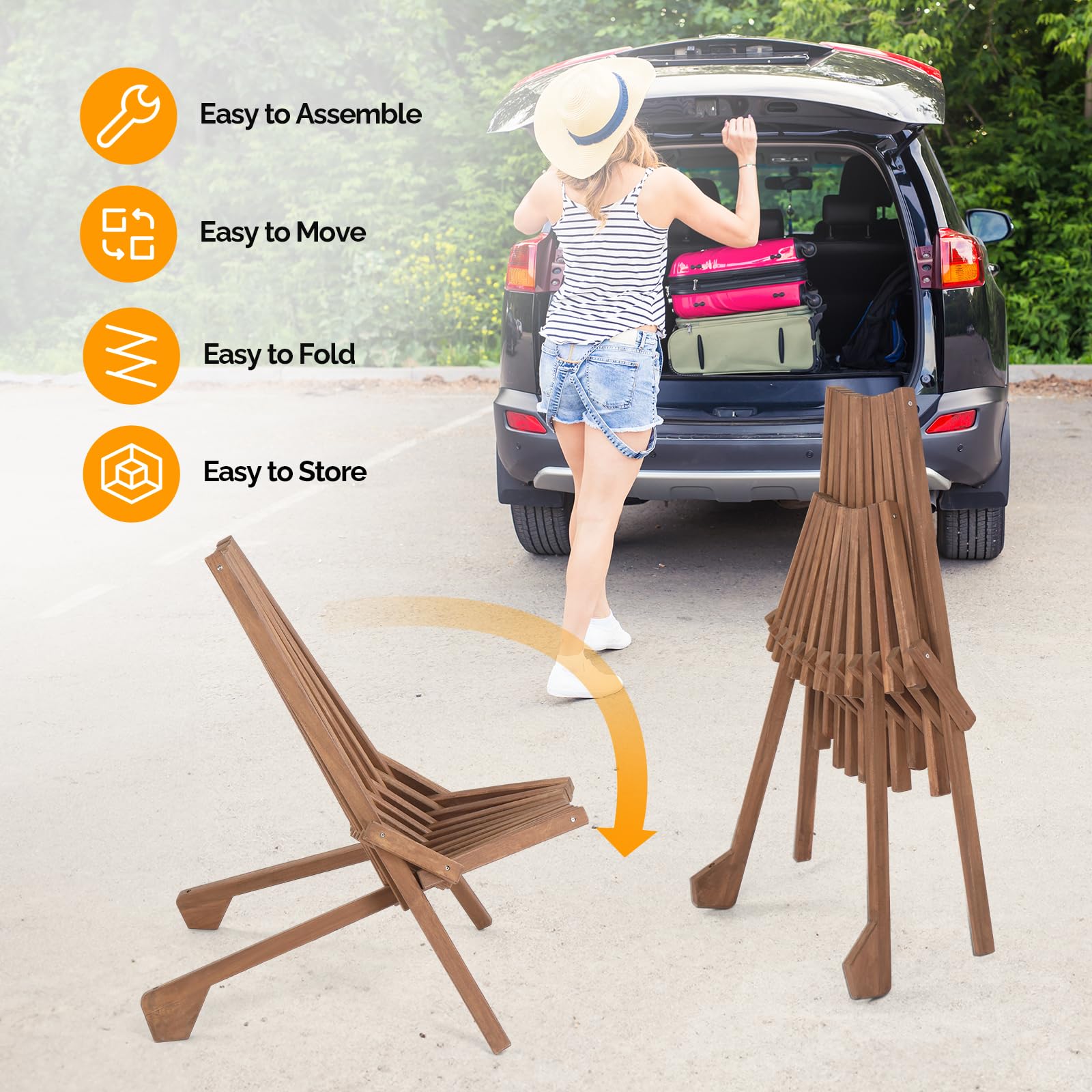 FSC Acacia Wood Folding Outdoor Chairs