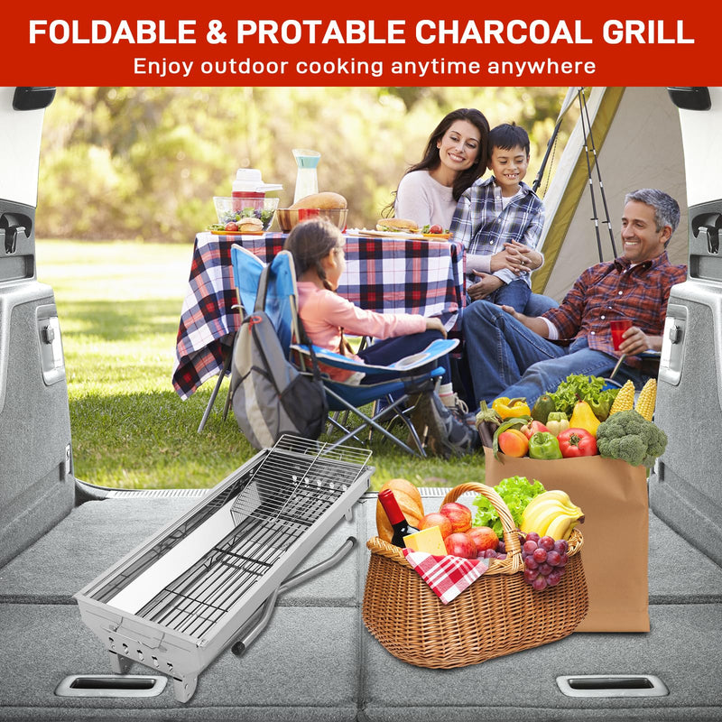 28 Inch Portable Stainless Steel Charcoal Grill Foldable