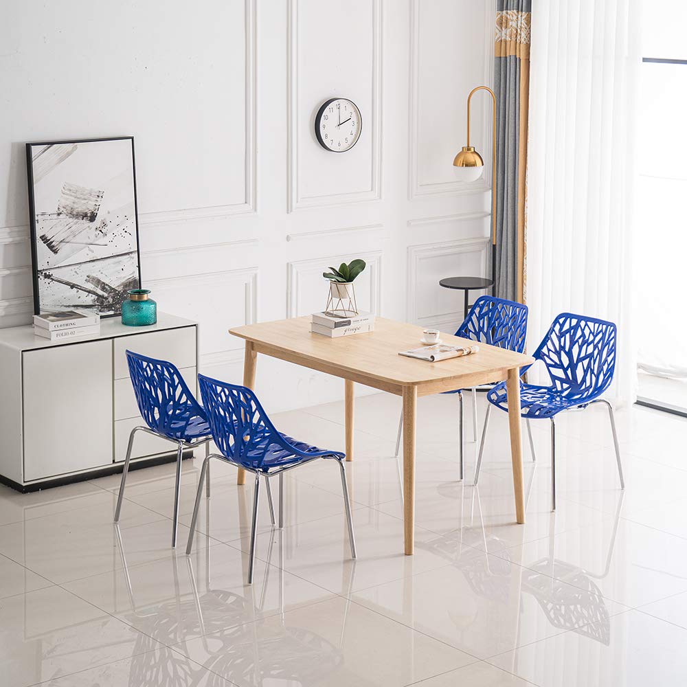 Plastic Saping Birch Stackable Chairs Set Blue