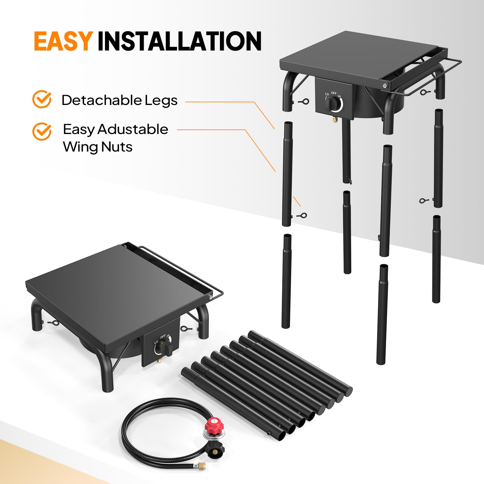 ROVSUN Single Burner 100,000 BTU Outdoor Gas Propane Stove with Side Shelves