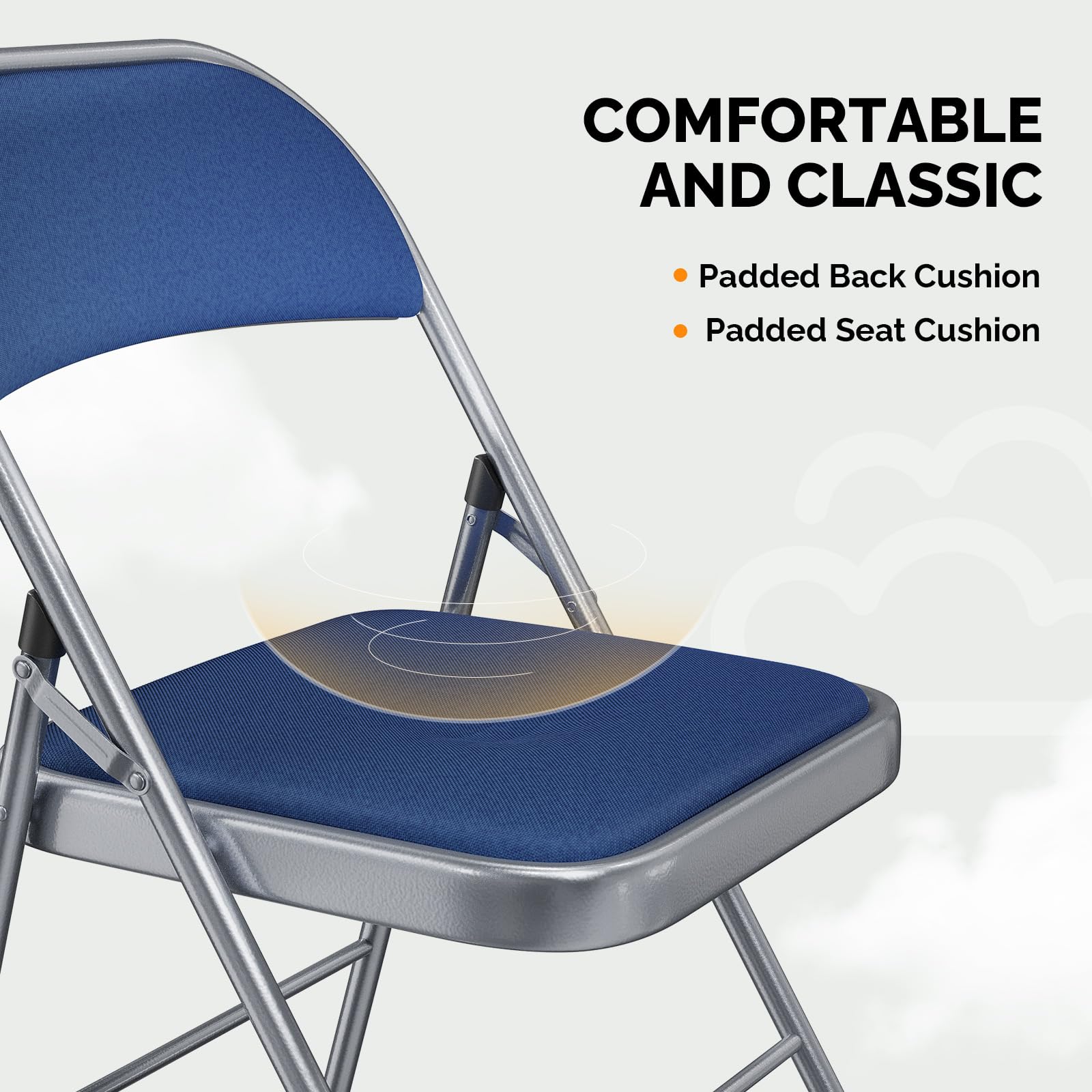 Folding Chairs with Fabric Seat Set & Back Blue