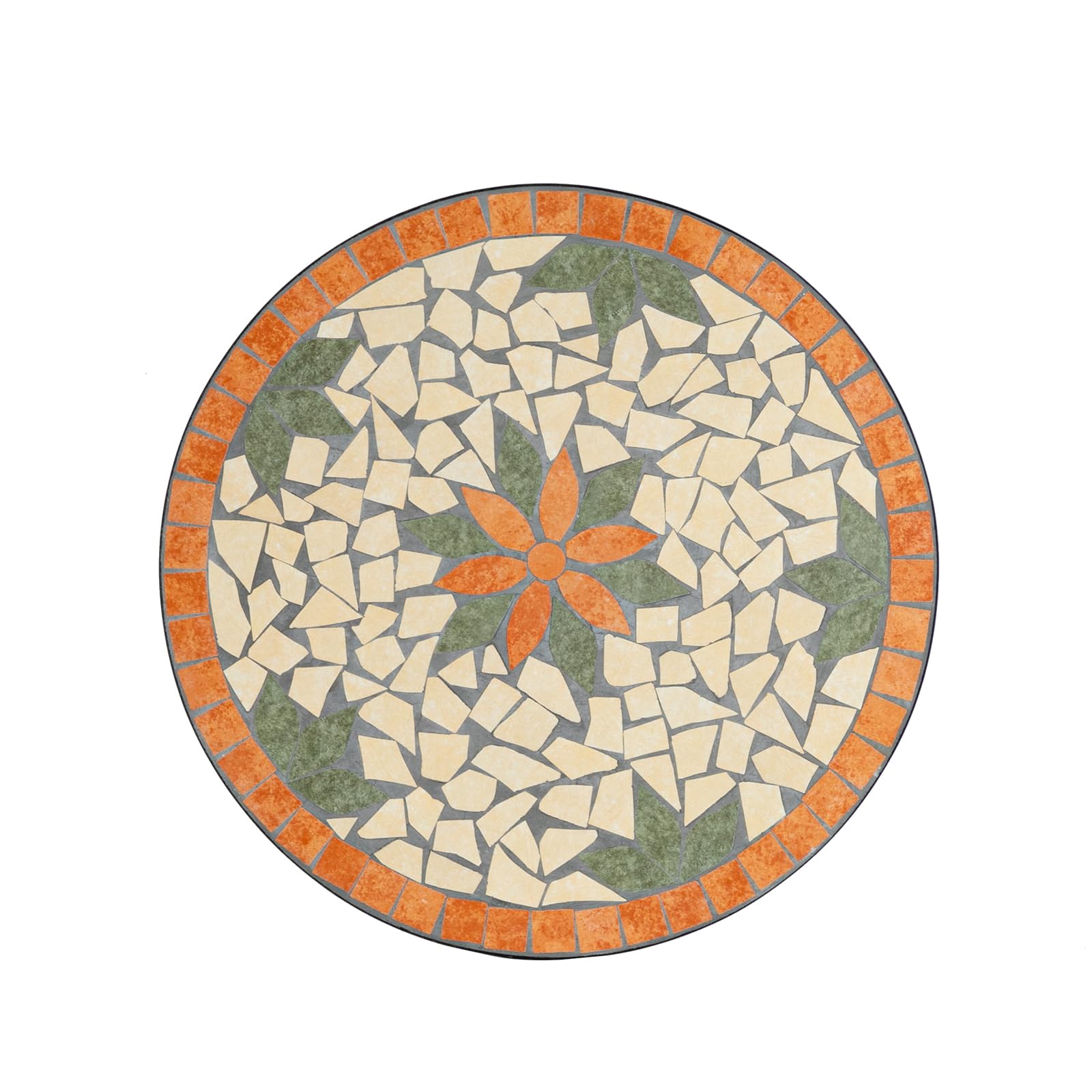 23.6" Round Mosaic Outdoor Side Table Orange