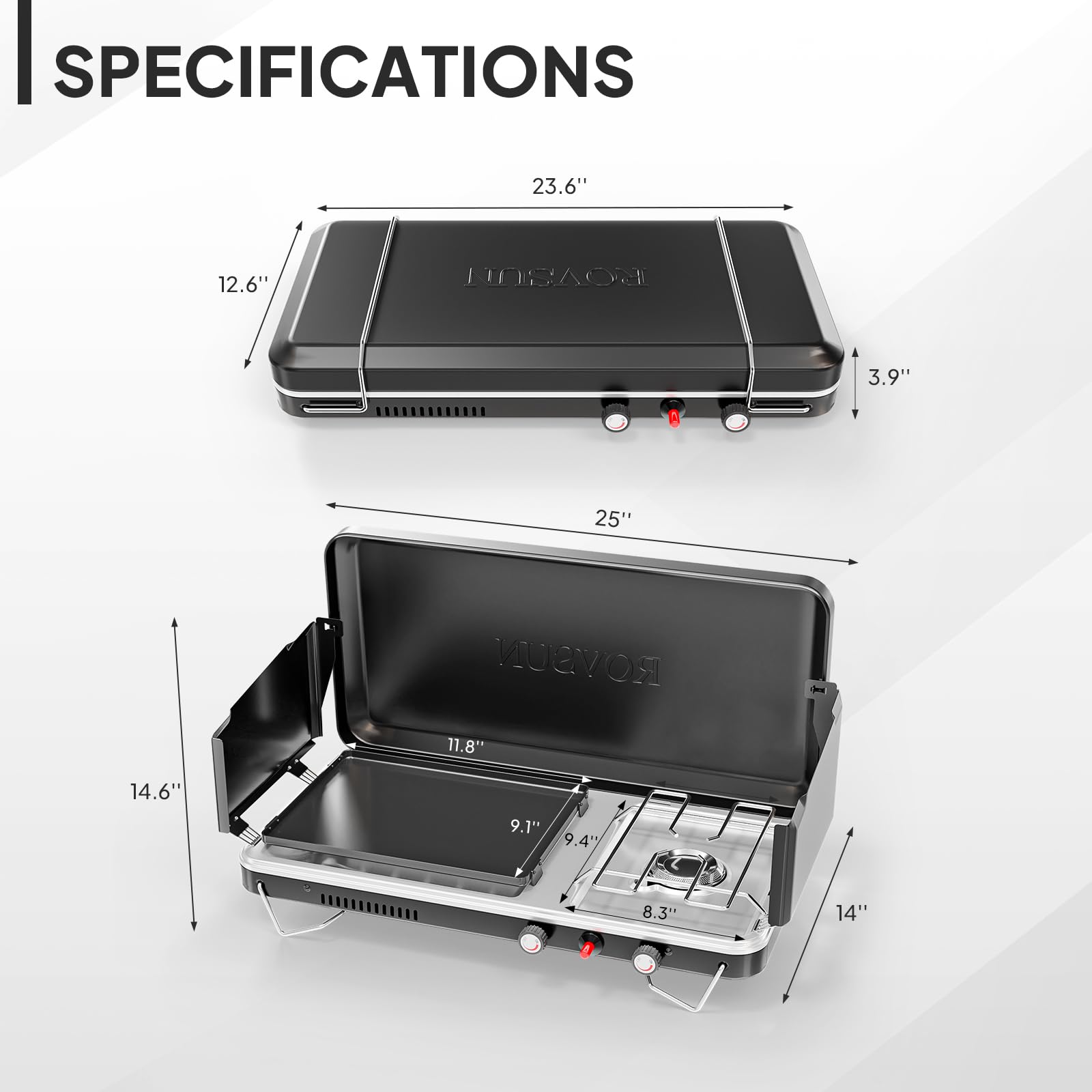 ROVSUN 1 Burner 2-in-1 Portable Camping Stove & Propane Grill Black