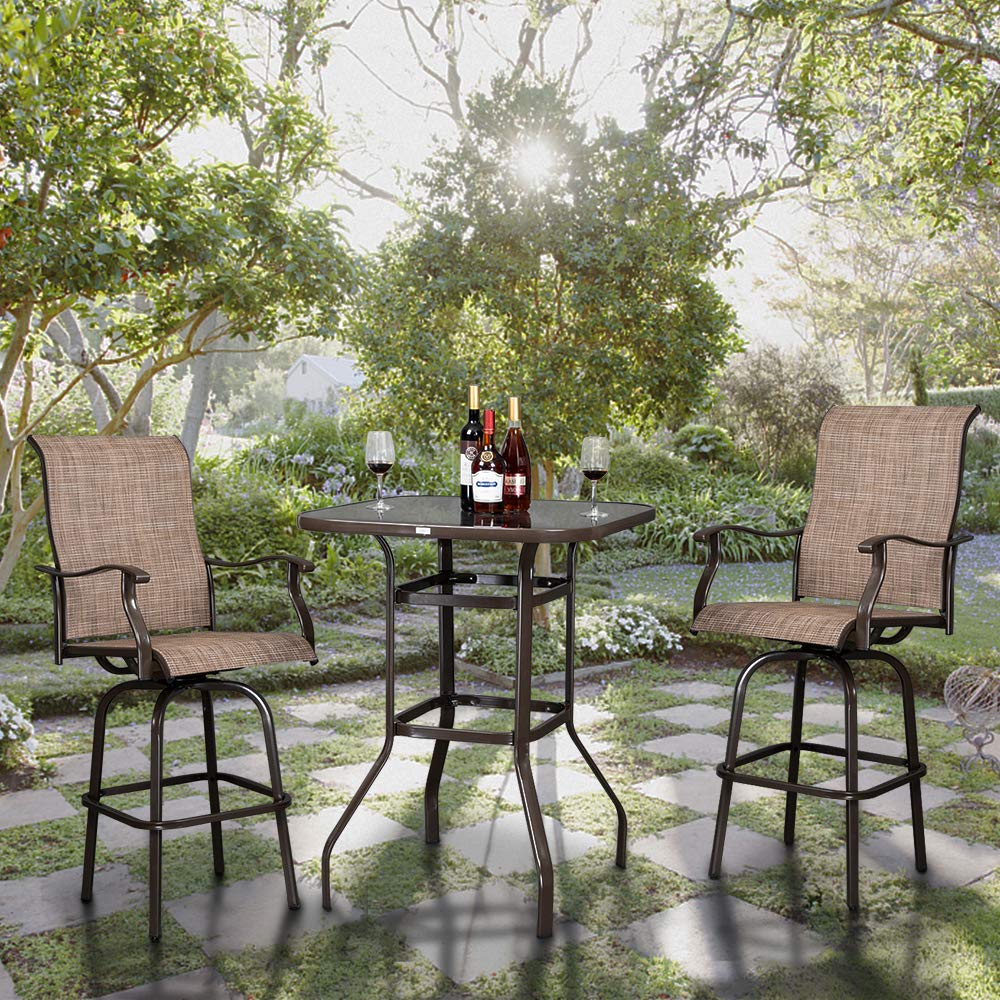 40 Inch Outdoor Patio Bar Height Table Brown