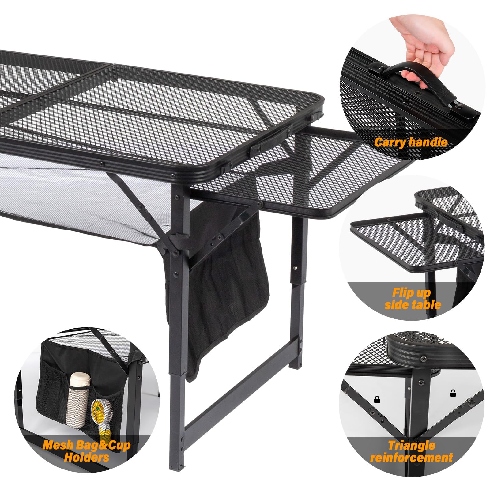 4.7 FT Portable Picnic Table Adjustable Height & Mesh Bag