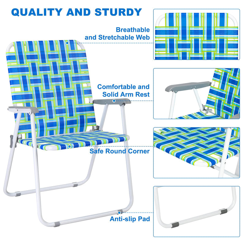 Oversized Portable Outdoor Folding Camping Beach Chair Set Blue