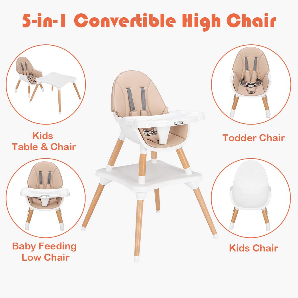 5 in 1 Convertible Baby High Chair for Babies to Toddlers Off White