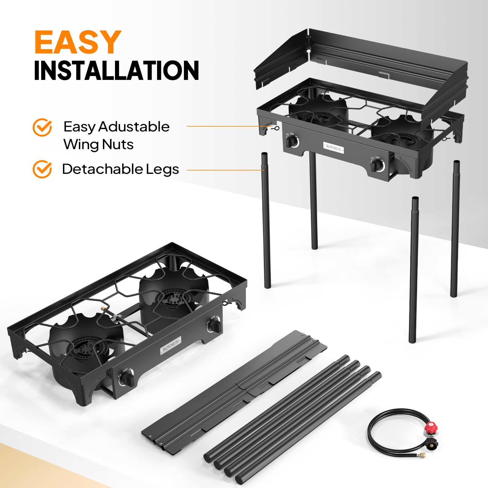 ROVSUN 2 Burner 150,000 BTU Outdoor Gas Propane Stove with Windpanel & Carrying Bag