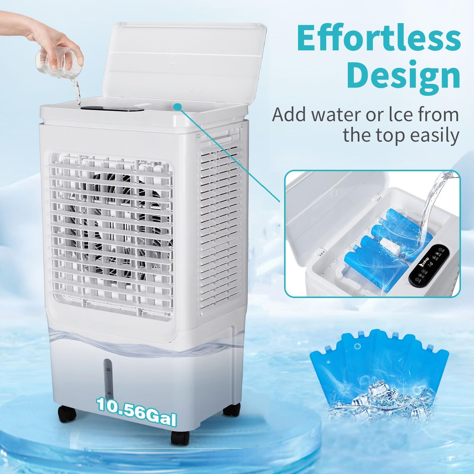 10.6 Gallon Portable Evaporative Air Cooler with Remote Control