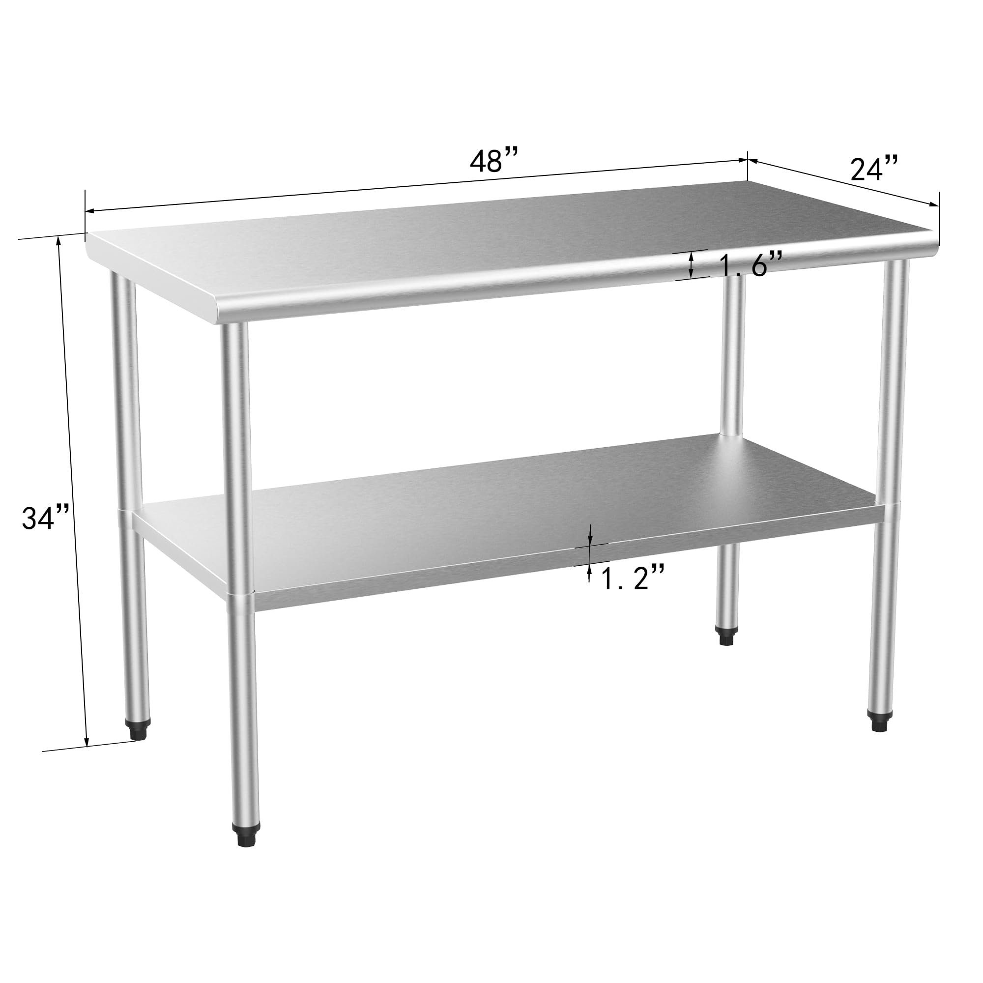 ROVSUN 24" x 48" Stainless Steel Table with Undershelf