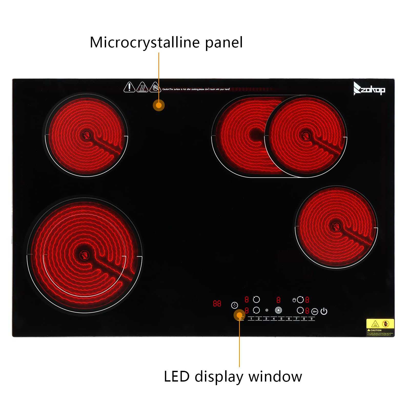 30 inch 4 Burners 7200W 220V Electric Ceramic Cooktop