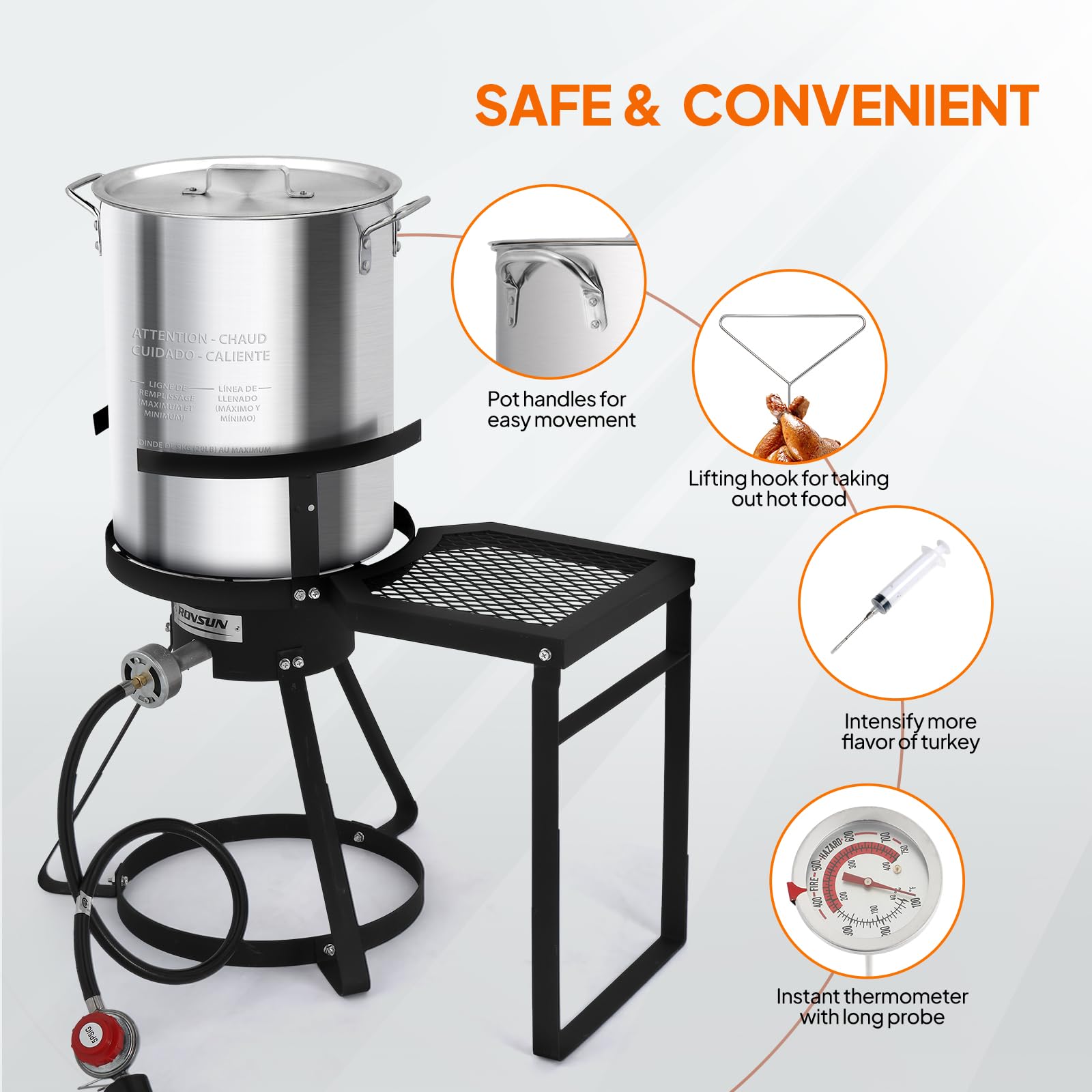 ROVSUN 30 QT Turkey Fryer & 10 QT Fish Fryer Kit & 55,000BTU Propane Stove with Shelf