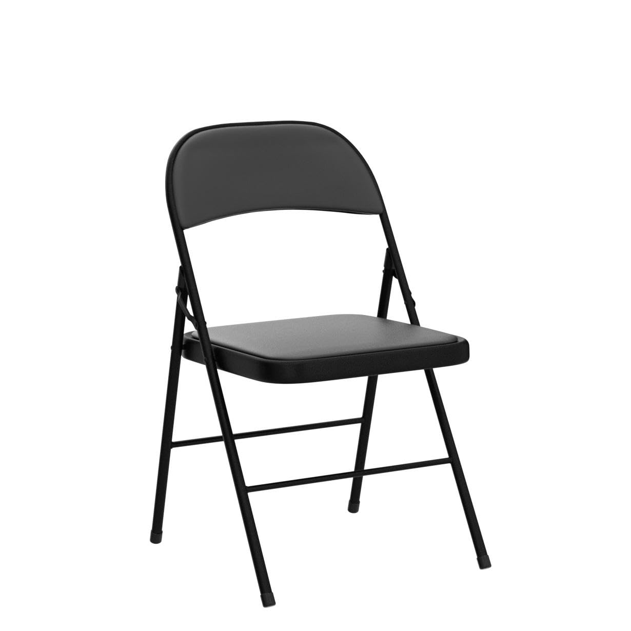 Folding Chairs with PU Leather Seat Set & Back Black