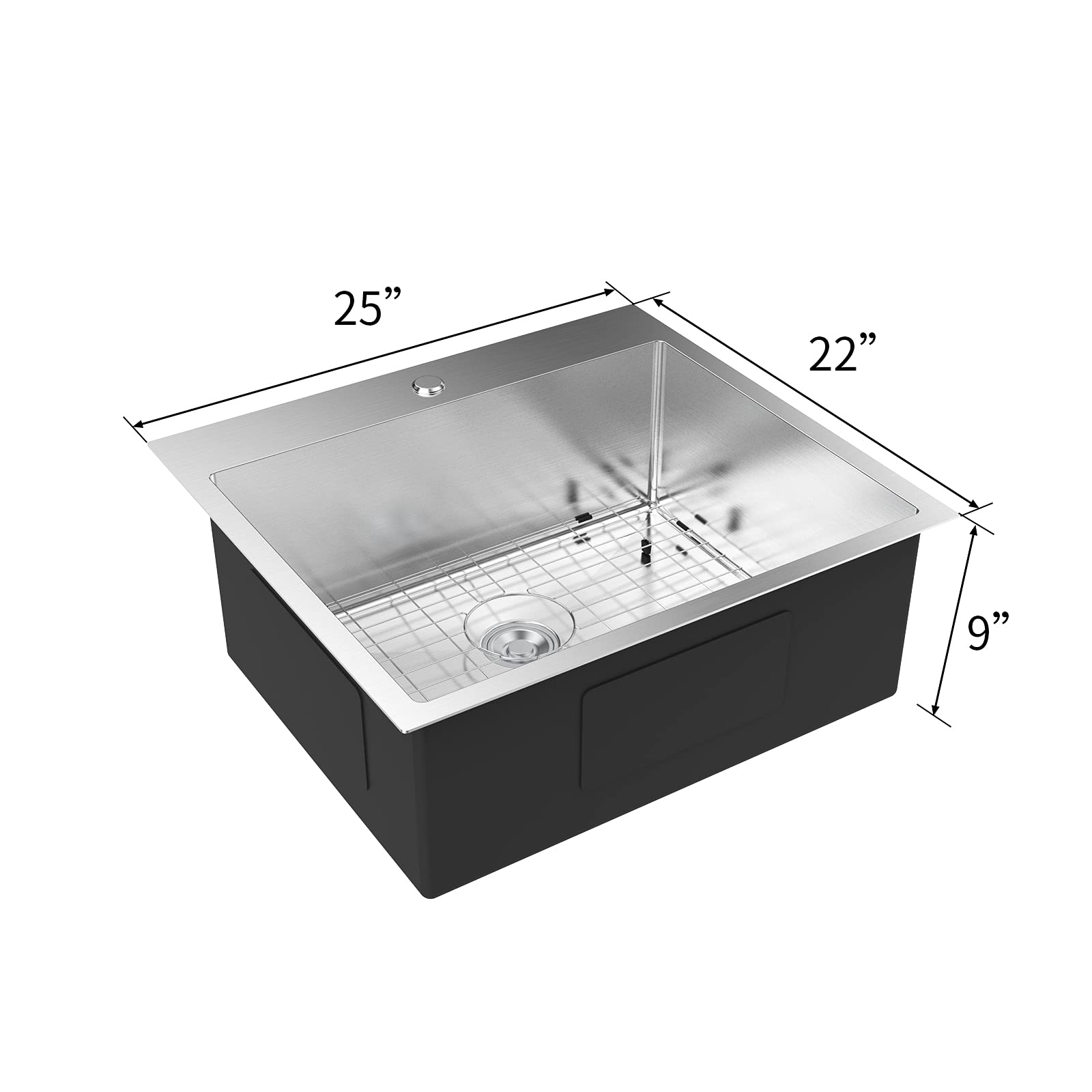 ROVSUN 25 X 22 Inch Drop-in 304 Stainless Steel Sink Kitchen with Protector