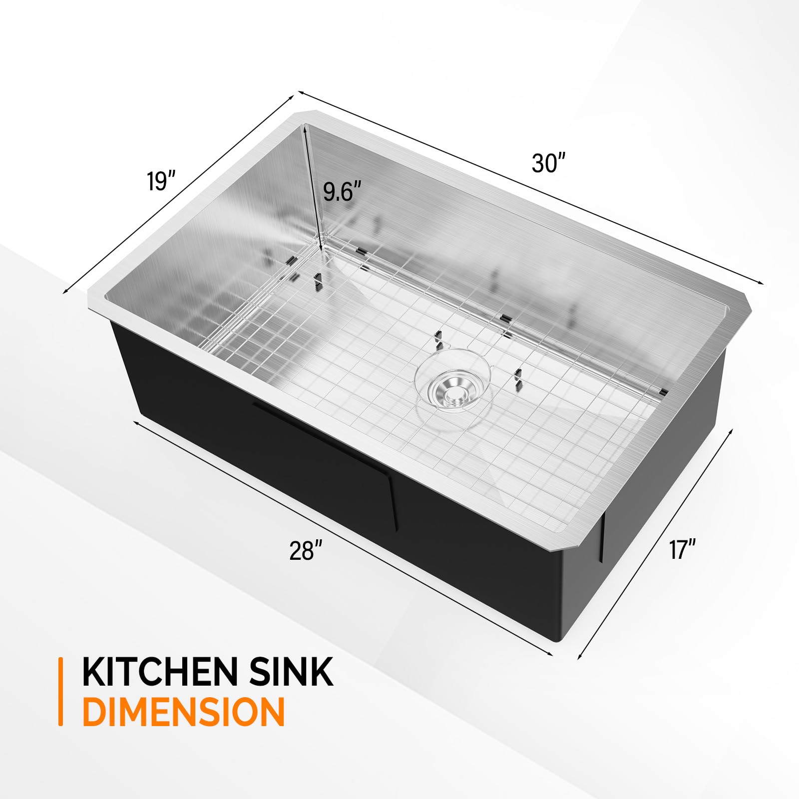 ROVSUN 30" X 19" Drop-in Stainless Steel Sink Kitchen with Protector