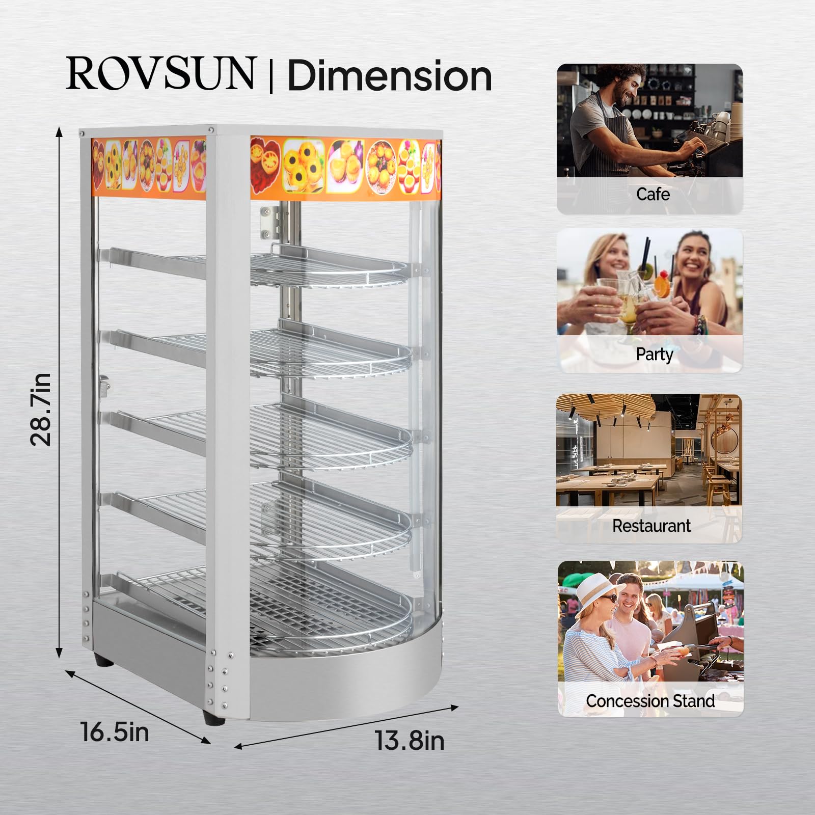 ROVSUN 5-Tier 14" 800W 110V Hot Food Warmer Display Case Countertop