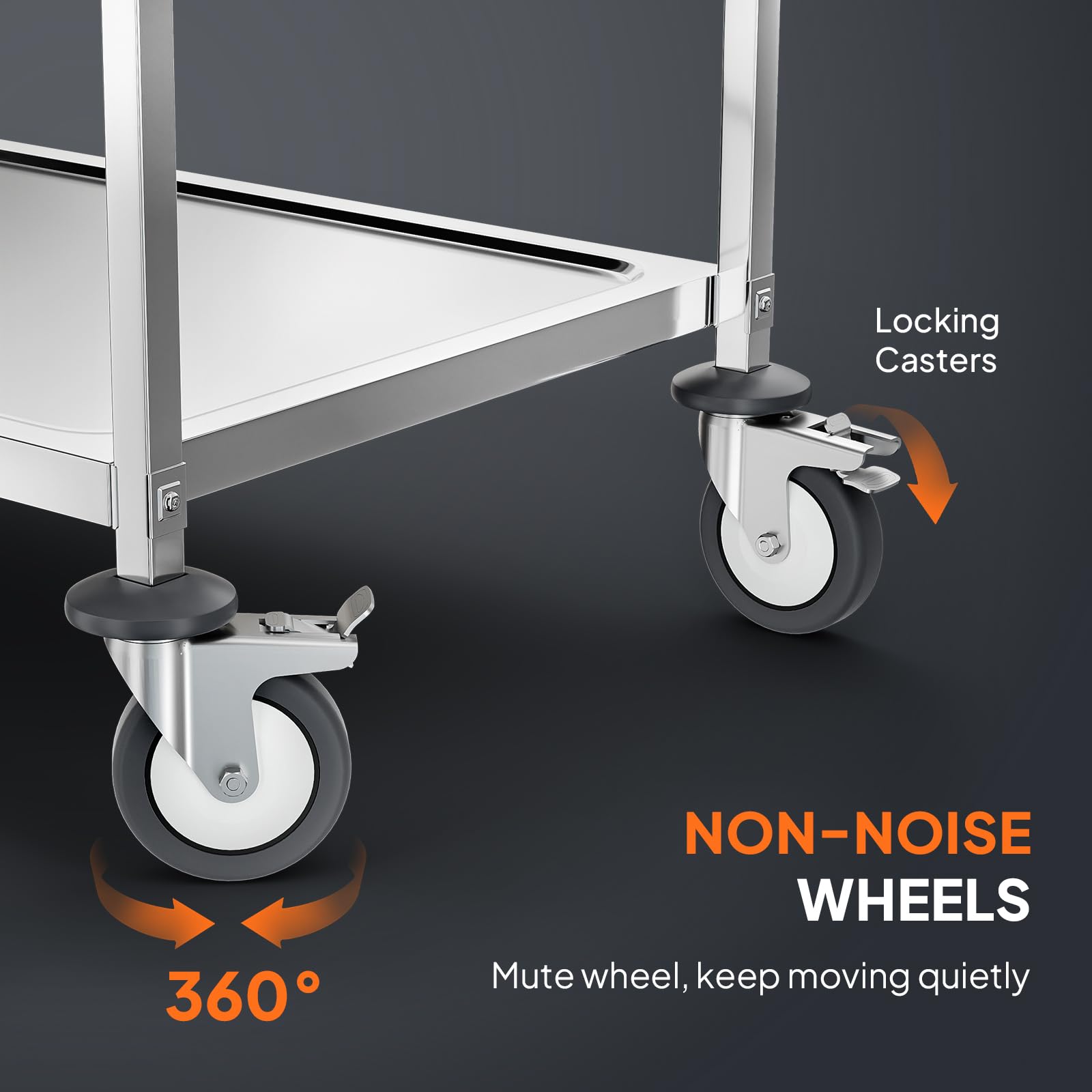 3-Tier Medium 330lbs Capacity Stainless Steel Utility Cart with Wheels