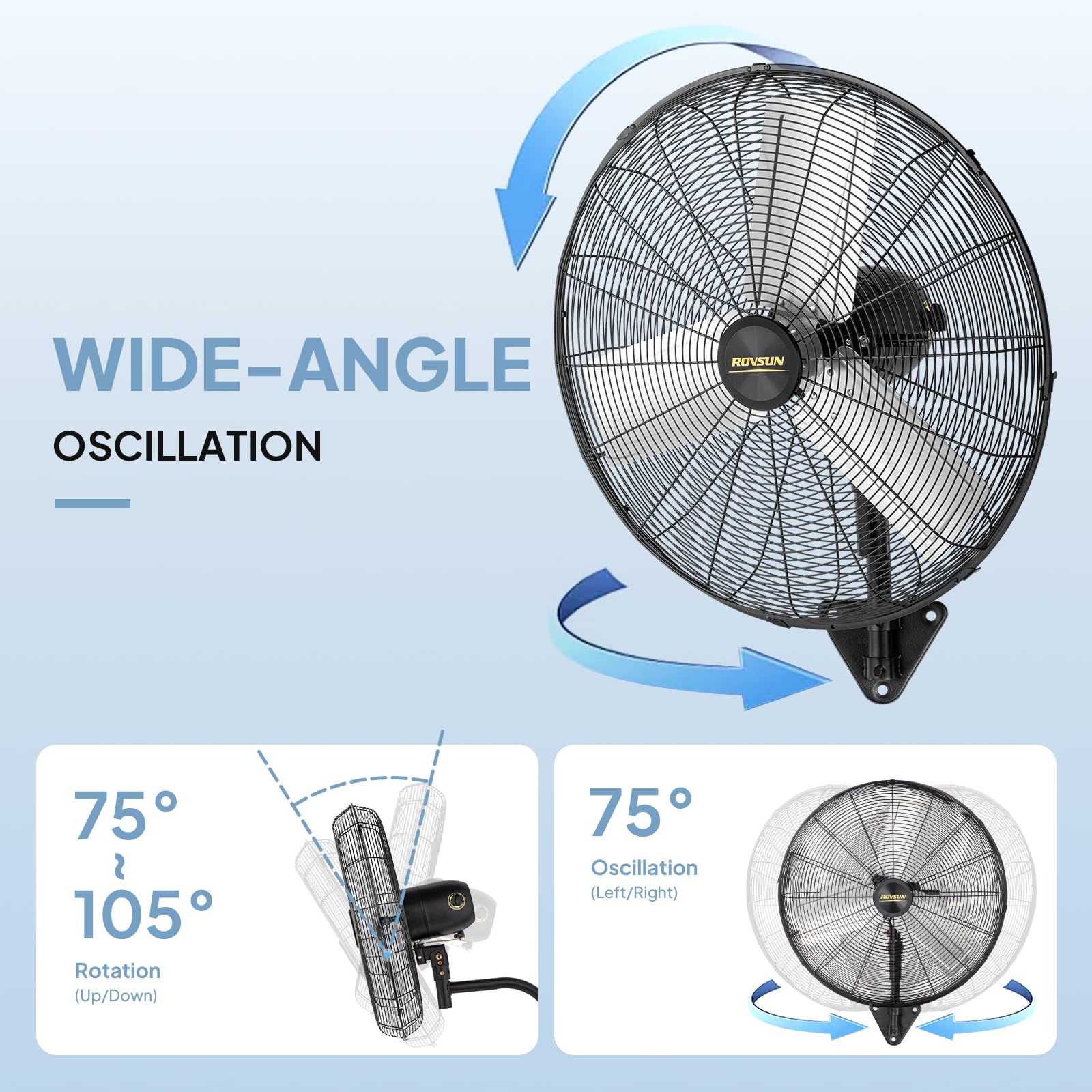 ROVSUN 24" 180W 110V Industrial Wall Mounted Fan for Garage, Gym