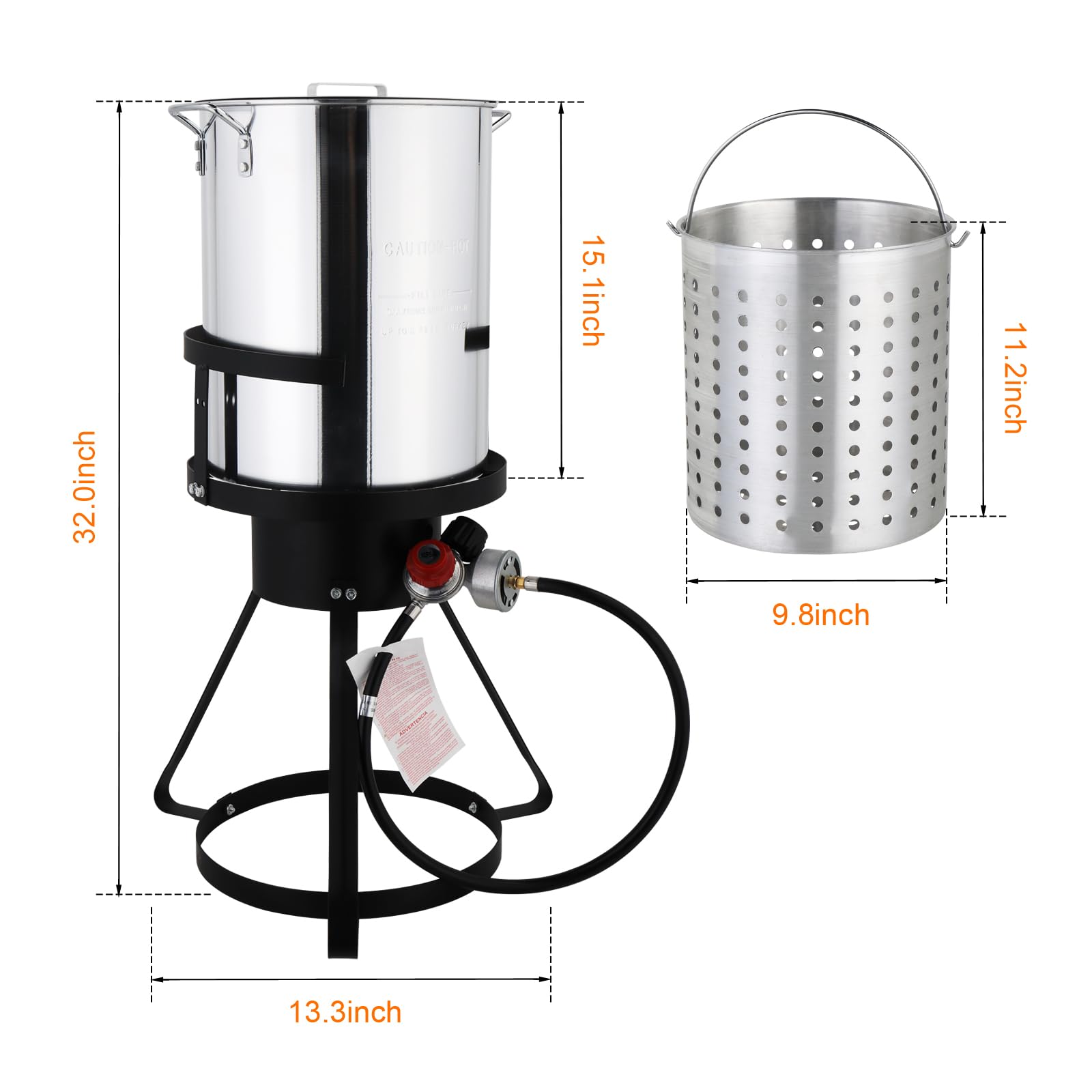 ROVSUN 30 QT Turkey Fryer with 55,000 BTU Propane Stove