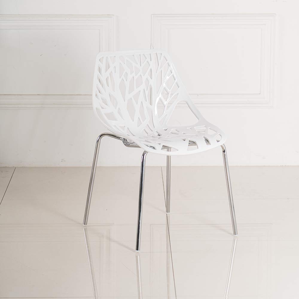 Plastic Saping Birch Stackable Chairs Set White