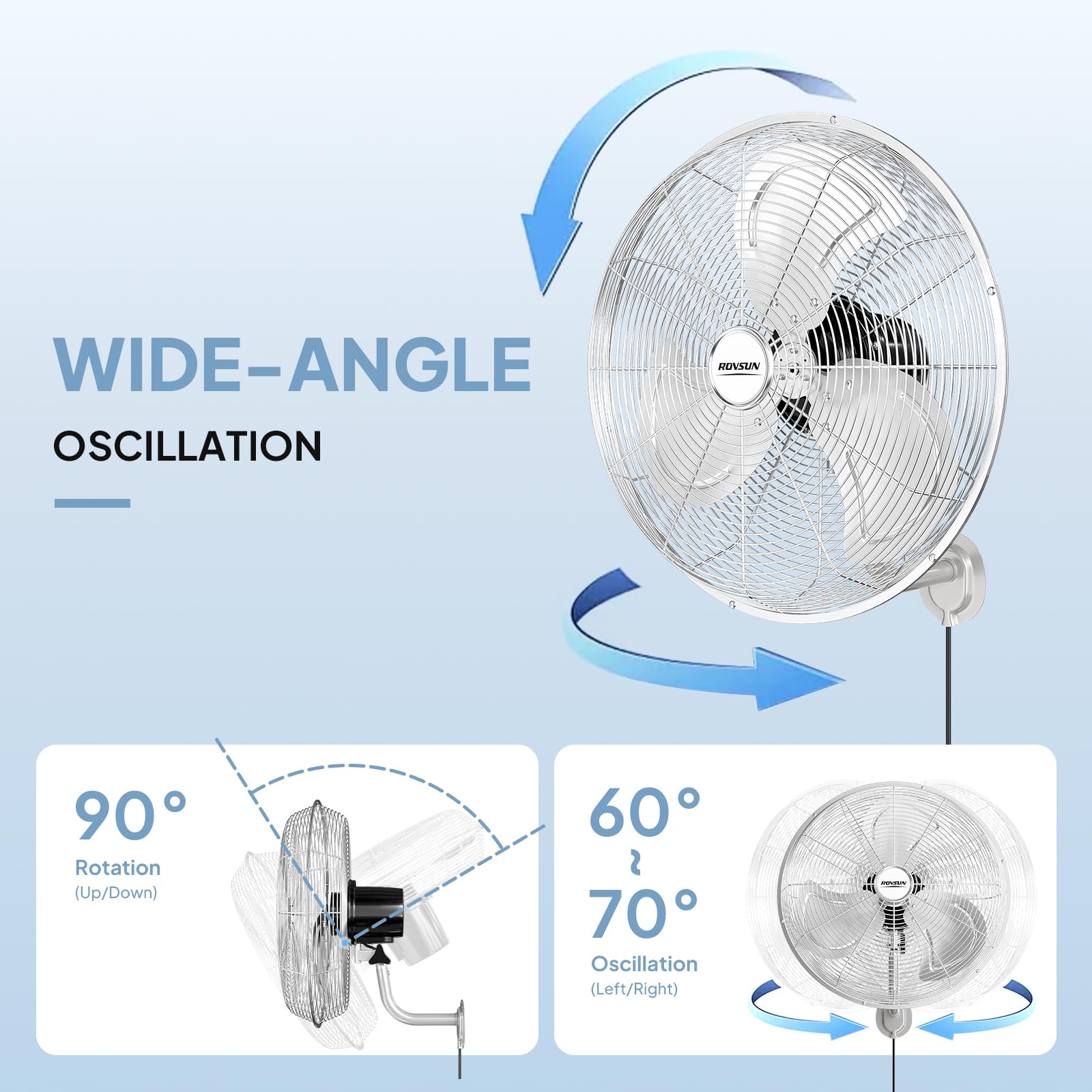 ROVSUN 18" 100W 110V Industrial Wall Mounted Fan for Garage, Gym