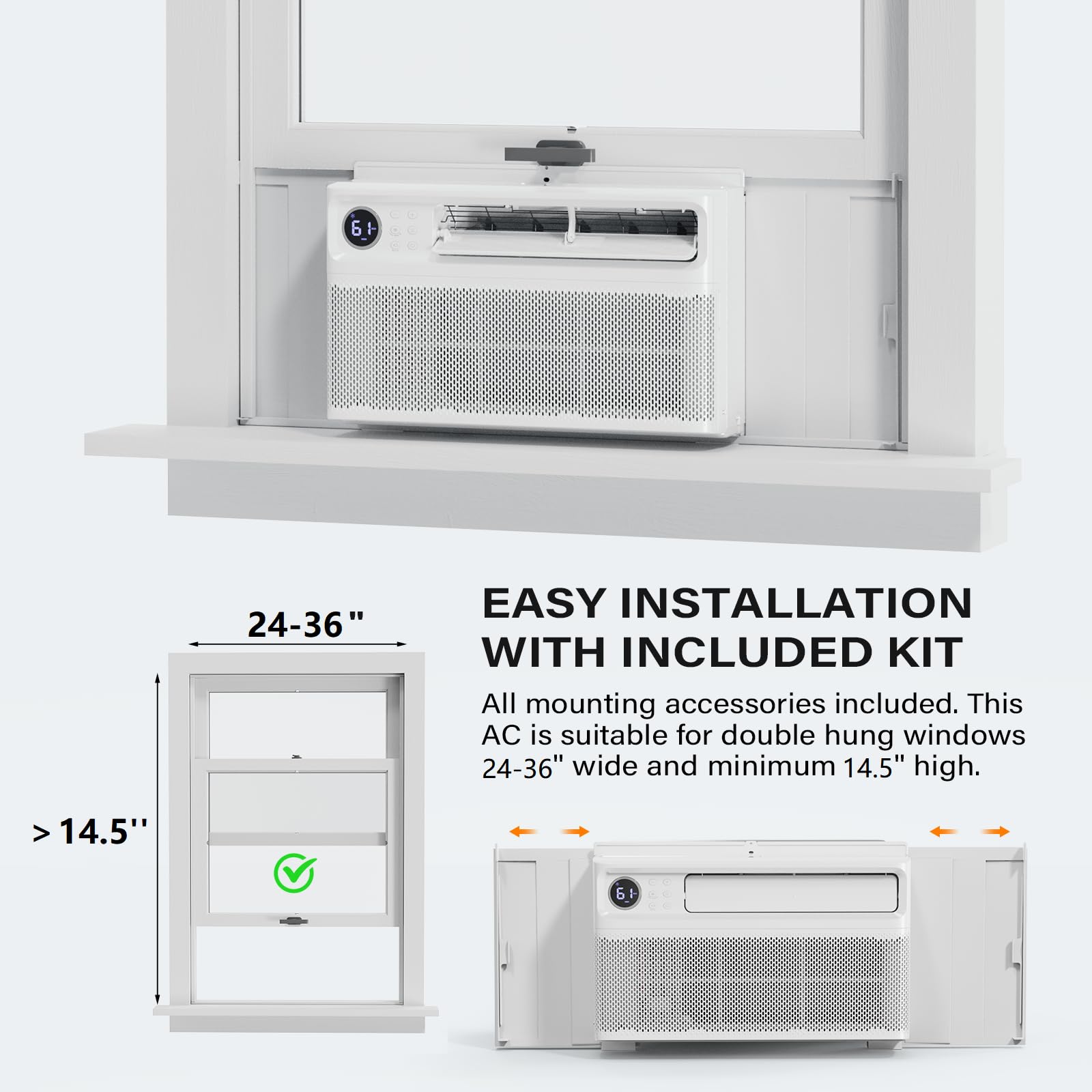 ROVSUN 12000 BTU 115V Inverter Window Air Conditioner with Wifi Remote App Control & Install Kit