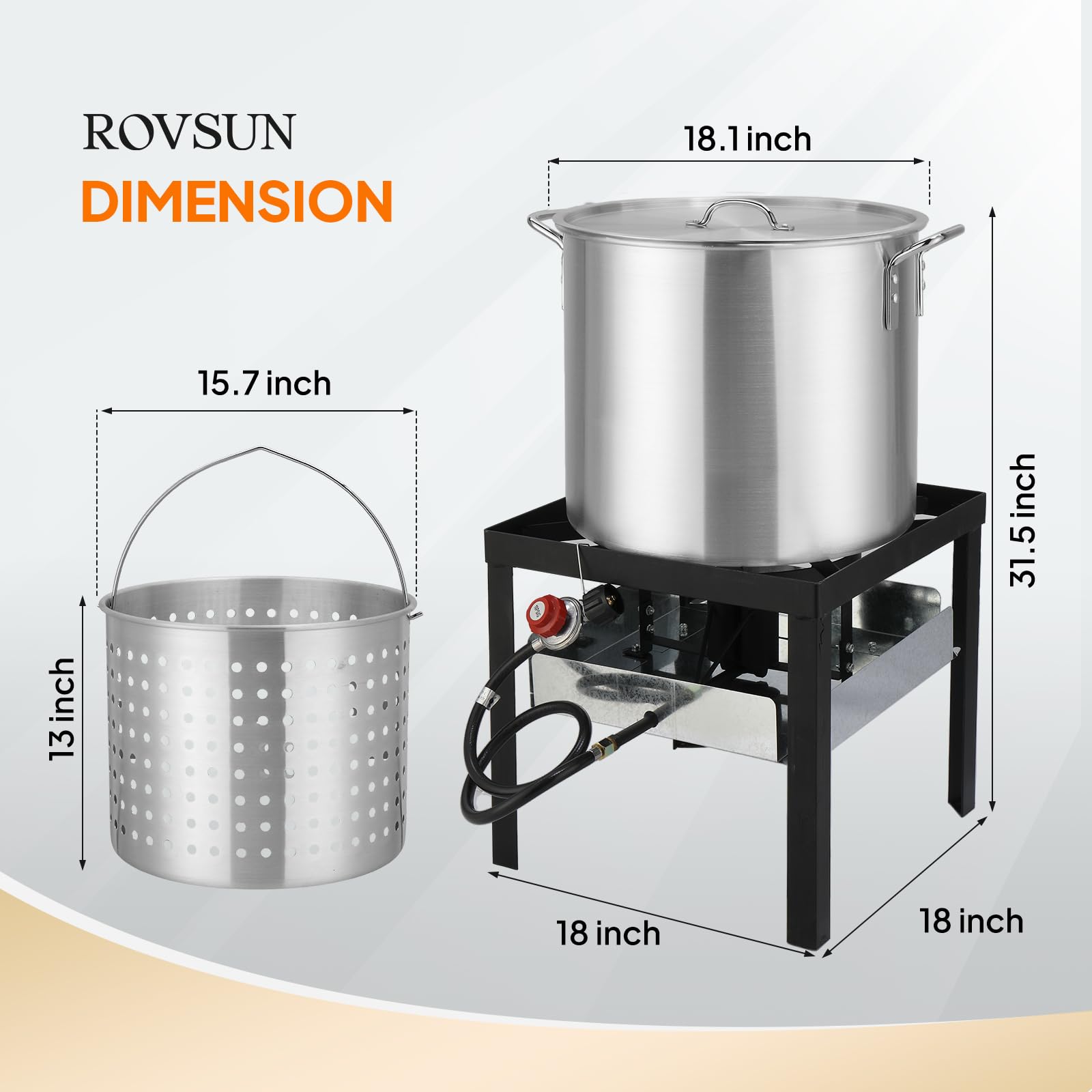 ROVSUN 60QT Turkey Fryer with 150000 BTU Propane Stove for Outdoor Cooking