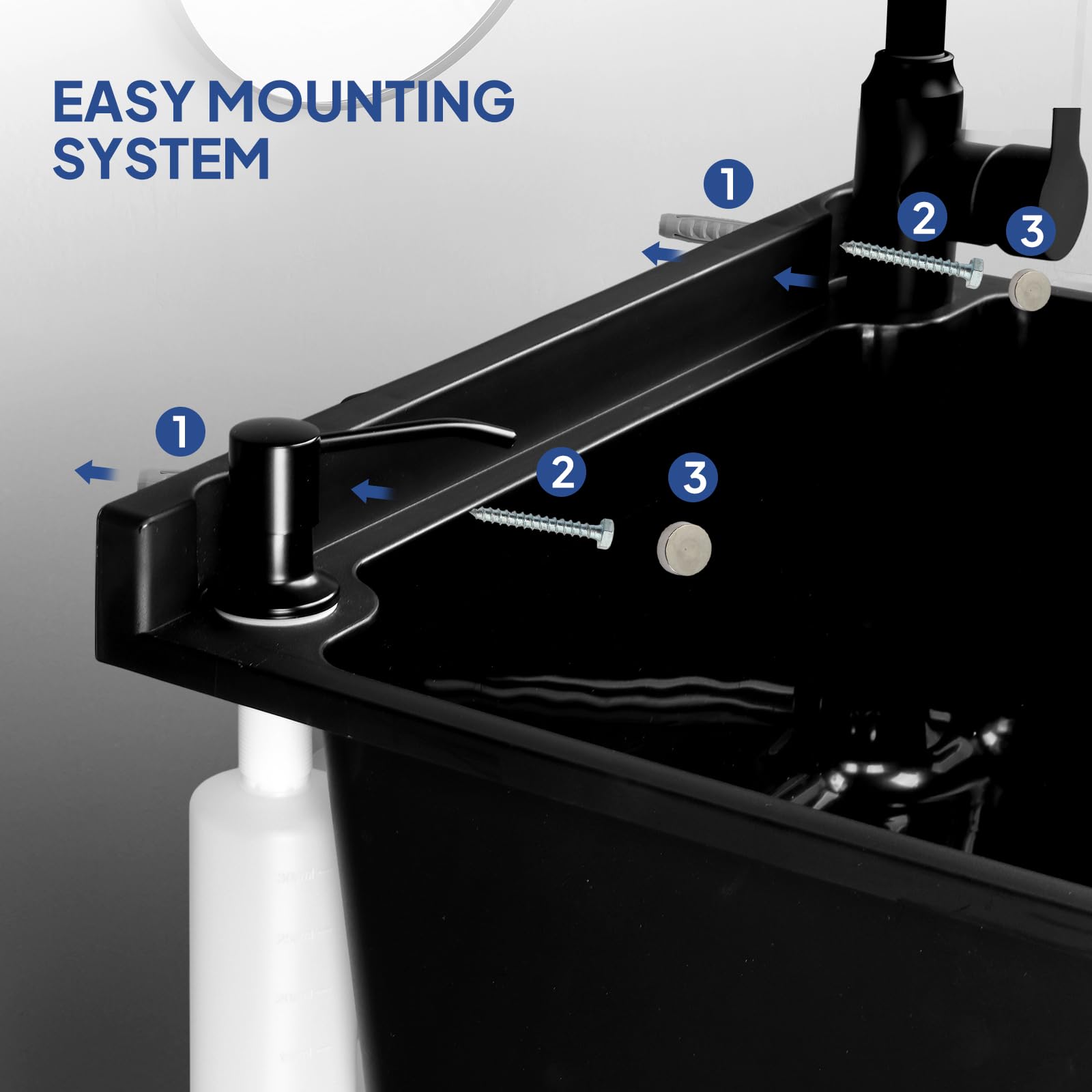 ROVSUN Plastic Wall-Mounted Utility Sink with Wall Bracket Black