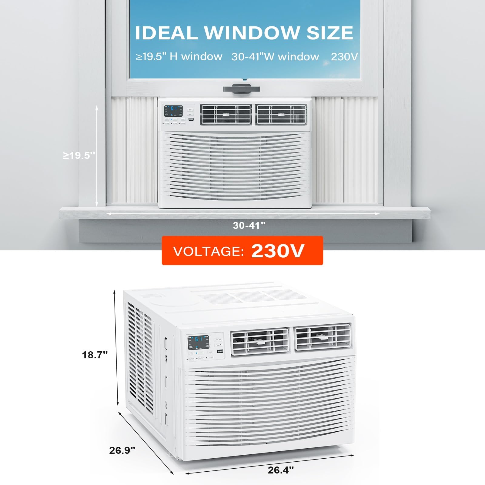 ROVSUN 23,200 BTU 230V Window Air Conditioner with Heat & Wifi Remote App Control & Install Kit