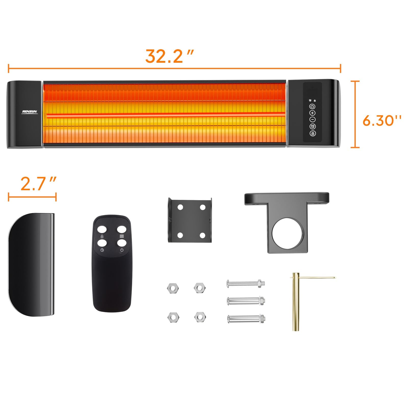 ROVSUN 1500W 120V Wall Mounted Electric Heater with Remote & Timer