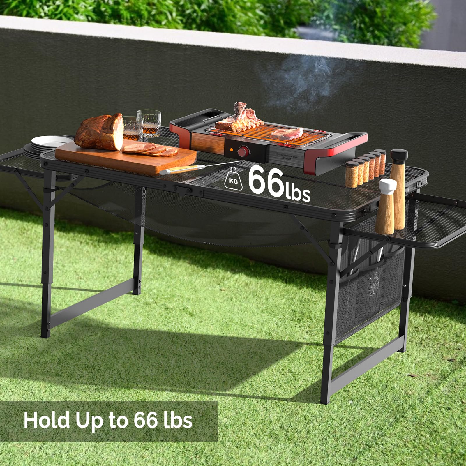 4.7 FT Portable Picnic Table Adjustable Height & Mesh Bag