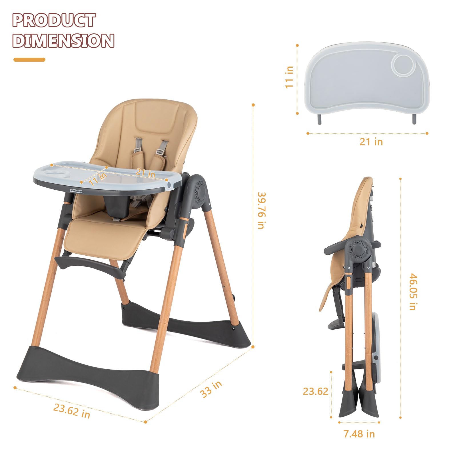 4 in 1 Folding Baby High Chair for Babies to Toddlers Classic Oat