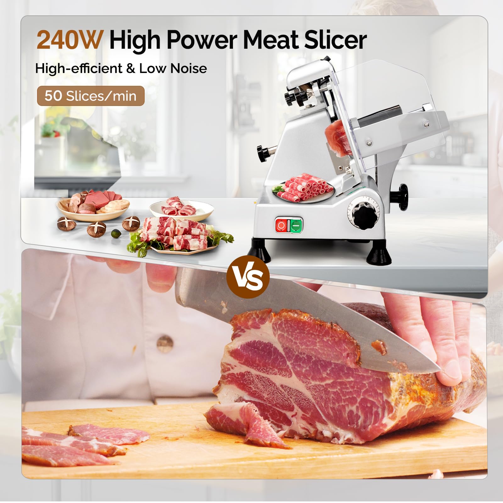 ROVSUN 10" 240W 110V Manual Commercial Meat Slicer Machine